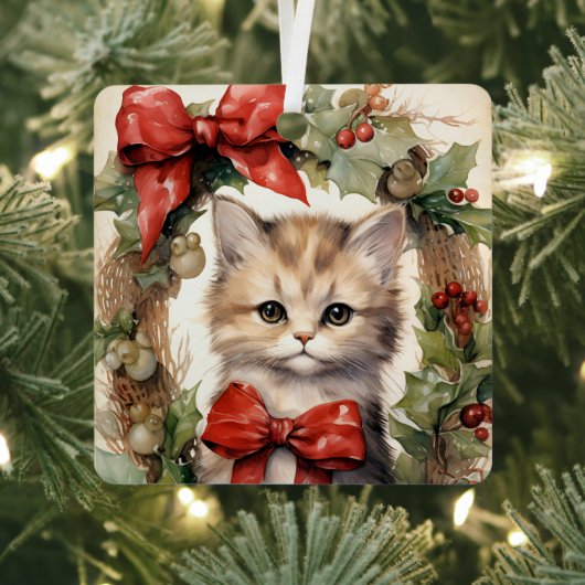 Prachtige Kitten Kerst  Metalen Ornament (Insitu)