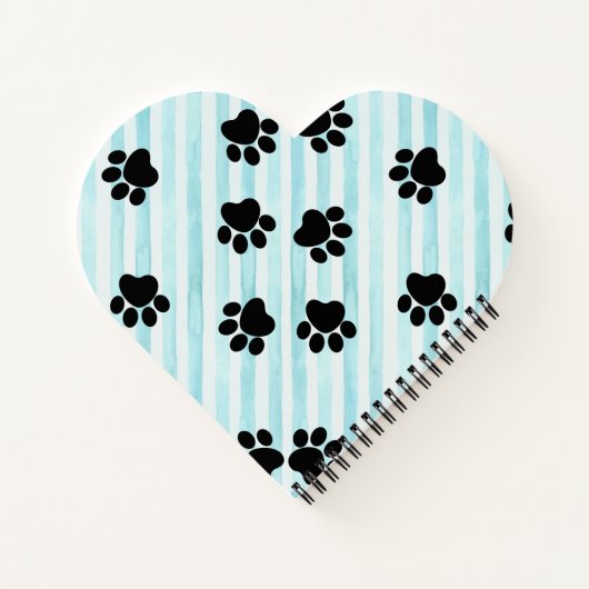 Prachtige Kittens & poten, blauw gestreepte hartvo Notitieboek (Achterkant)