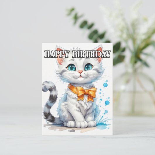 Prachtige Kitty Kat Gefeliciteerd Briefkaart (Staand voorkant)