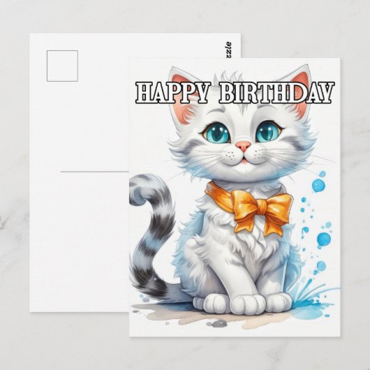 Prachtige Kitty Kat Gefeliciteerd Briefkaart (Voorkant / Achterkant)