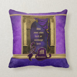 Prachtige klassieke Arch Columns Violet Drapes Gol Kussen