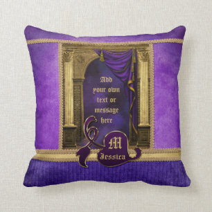 Prachtige klassieke Arch Columns Violet Drapes Gol Kussen