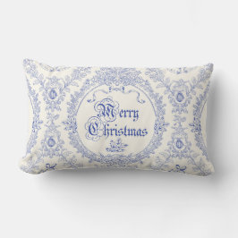 Prachtige Klassieke Vintage Prettig Kerstmis Blauw Kussen
