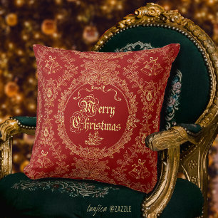 Prachtige Klassieke Vintage Rode Gouden Kerstmis Kussen