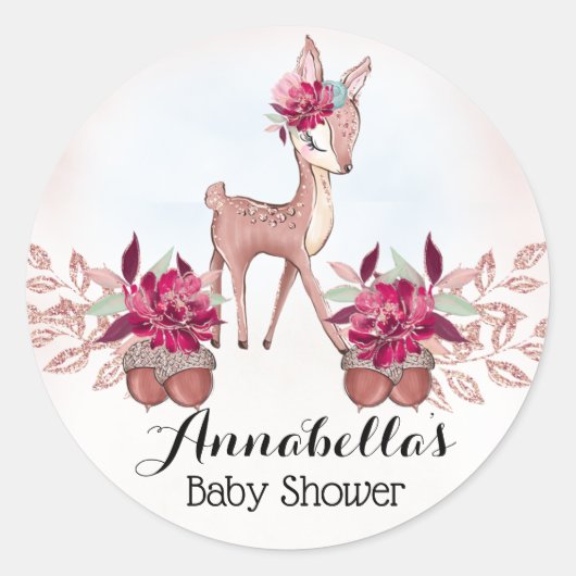Prachtige kleine bawn Baby Girl Herfst Baby shower Ronde Sticker (Voorkant)