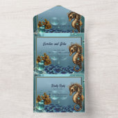 Prachtige kleine steampunk zeepaardje. all in one uitnodiging (Binnen)