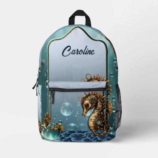 Prachtige kleine steampunk zeepaardje. bedrukte rugzak (Voorkant)