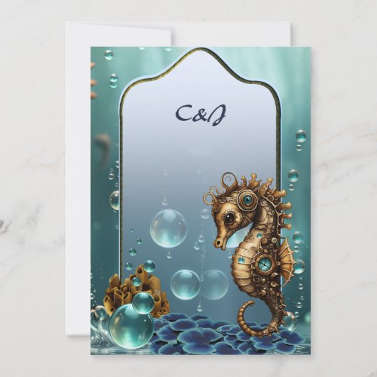 Prachtige kleine steampunk zeepaardje. kaart (Achterkant)