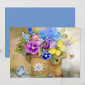 prachtige kleurige florale uitnodigkaart kaart (Voorkant / Achterkant)