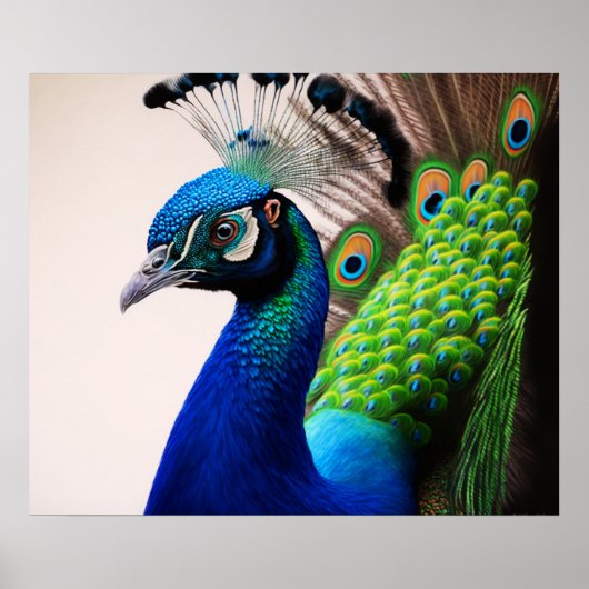 Prachtige kleurige Peacock Peafowl Bird Wildlife P Poster (Voorkant)