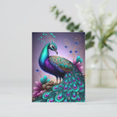 Prachtige kleurige Peacock Peafowl Bird Willife Briefkaart (Staand voorkant)