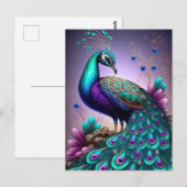 Prachtige kleurige Peacock Peafowl Bird Willife Briefkaart (Voorkant / Achterkant)