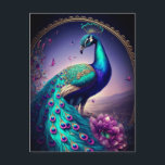 Prachtige kleurige Peacock Peafowl Bird Willife Briefkaart<br><div class="desc">Schitterend kleurig Peacock Peafowl Bird Wildlife Art Design</div>