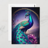 Prachtige kleurige Peacock Peafowl Bird Willife Briefkaart (Voorkant / Achterkant)