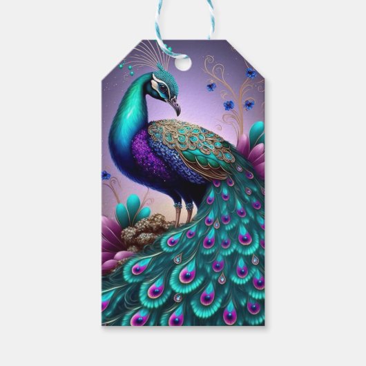 Prachtige kleurige Peacock Peafowl Bird Willife Cadeaulabel (Voorkant)