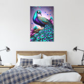 Prachtige kleurige Peacock Peafowl Bird Willife Canvas Afdruk (Insitu (Slaapkamer))