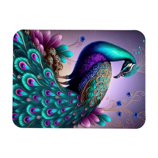 Prachtige kleurige Peacock Peafowl Bird Willife Magneet (Horizontaal)