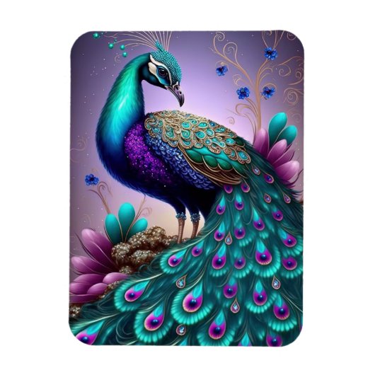 Prachtige kleurige Peacock Peafowl Bird Willife Magneet (Verticaal)
