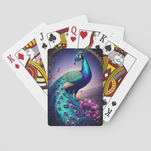 Prachtige kleurige Peacock Peafowl Bird Willife Pokerkaarten (Achterkant)