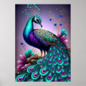 Prachtige kleurige Peacock Peafowl Bird Willife Poster (Voorkant)