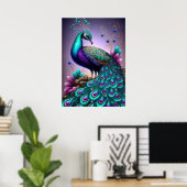 Prachtige kleurige Peacock Peafowl Bird Willife Poster (Thuiskantoor)