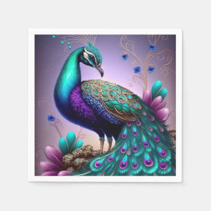 Prachtige kleurige Peacock Peafowl Bird Willife Servet