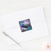 Prachtige kleurige Peacock Peafowl Bird Willife Vierkante Sticker (Envelop)