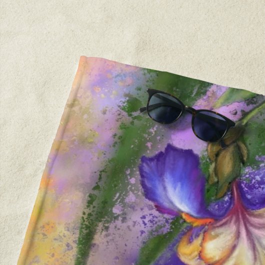 Prachtige kleurpakking van Iris-ventilatorhanddoek Strandlaken (In situ)