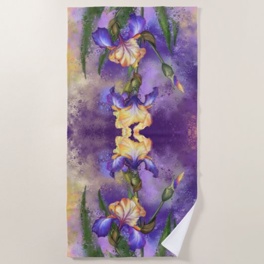 Prachtige kleurpakking van Iris-ventilatorhanddoek Strandlaken (Voorkant)