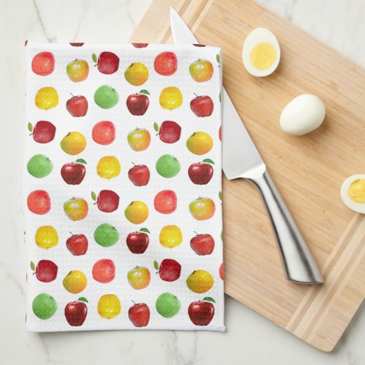 Prachtige kleurrijke appels op wit theedoek (Quarter Fold)