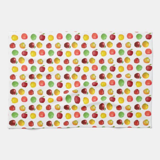 Prachtige kleurrijke appels op wit theedoek (Horizontaal)