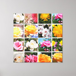 Prachtige kleurrijke bloemen, roze, witte gele roo canvas afdruk