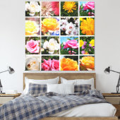 Prachtige kleurrijke bloemen, roze, witte gele roo canvas afdruk (Insitu (Slaapkamer))