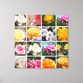 Prachtige kleurrijke bloemen, roze, witte gele roo canvas afdruk