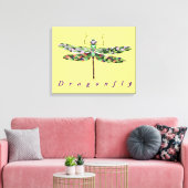 Prachtige kleurrijke dragonfly-doek canvas afdruk (Insitu (Woonkamer))