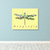 Prachtige kleurrijke dragonfly-doek canvas afdruk (Insitu (Houten vloer))