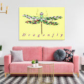Prachtige kleurrijke dragonfly-doek canvas afdruk (Insitu (Woonkamer))
