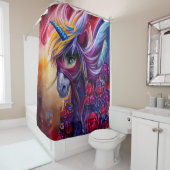 Prachtige kleurrijke eenhoorn douchegordijn (In situ)