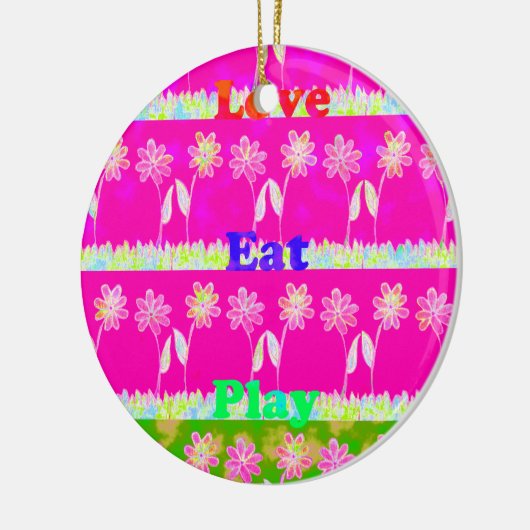 Prachtige kleurrijke Flora-tekst citeert design Keramisch Ornament (Links)