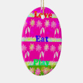 Prachtige kleurrijke Flora-tekst citeert design Keramisch Ornament (Rechts)