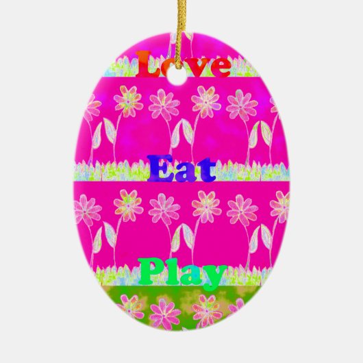 Prachtige kleurrijke Flora-tekst citeert design Keramisch Ornament (Voorkant)