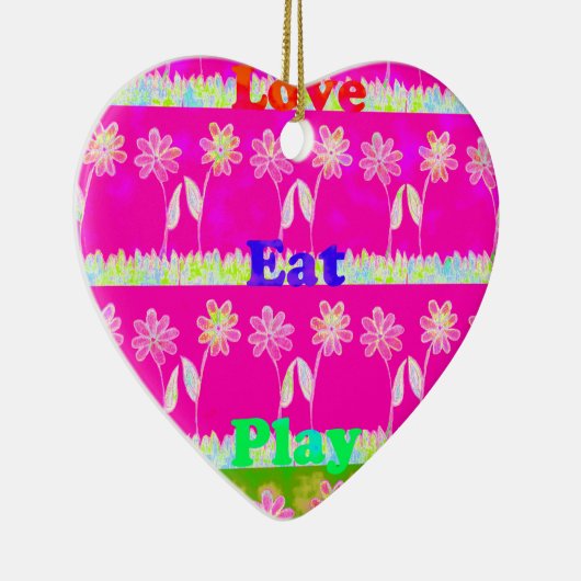 Prachtige kleurrijke Flora-tekst citeert design Keramisch Ornament (Rechts)