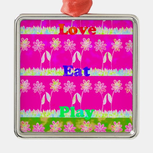 Prachtige kleurrijke Flora-tekst citeert design Metalen Ornament (Voorkant)