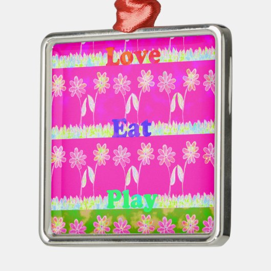 Prachtige kleurrijke Flora-tekst citeert design Metalen Ornament (Links)