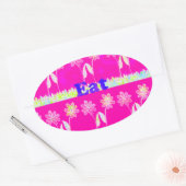 Prachtige kleurrijke Flora-tekst citeert design Ovale Sticker (Envelop)