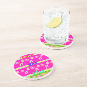 Prachtige kleurrijke Flora-tekst citeert design Zandsteen Onderzetter