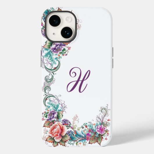 Prachtige kleurrijke Floral-monogrammen Case-Mate iPhone Case (Achterkant)