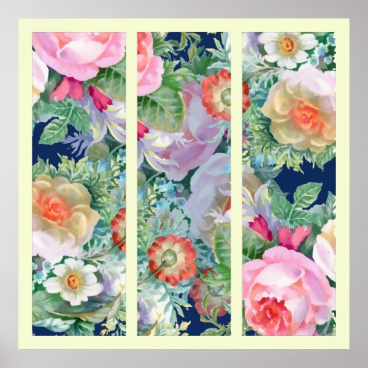 Prachtige kleurrijke Floral Triptych Poster (Voorkant)