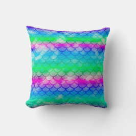 Prachtige kleurrijke mermaïde motieven kussen