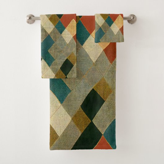 Prachtige kleurrijke moderne patroondoekjes set bad handdoek (Insitu)